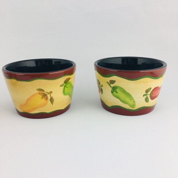 THE MAIN INGREDIENTS Southwestern Chili Peppers Stoneware Soup Salad Bowl Set 4 - Picture 5 of 13